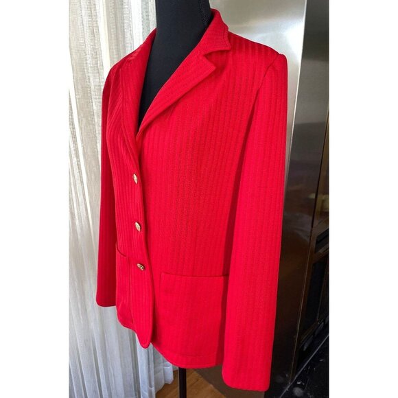 Vintage 80s blazer, cherry red, woman unlined jacket, Hobnobber Canada, 4/6 (S) - Picture 3 of 10